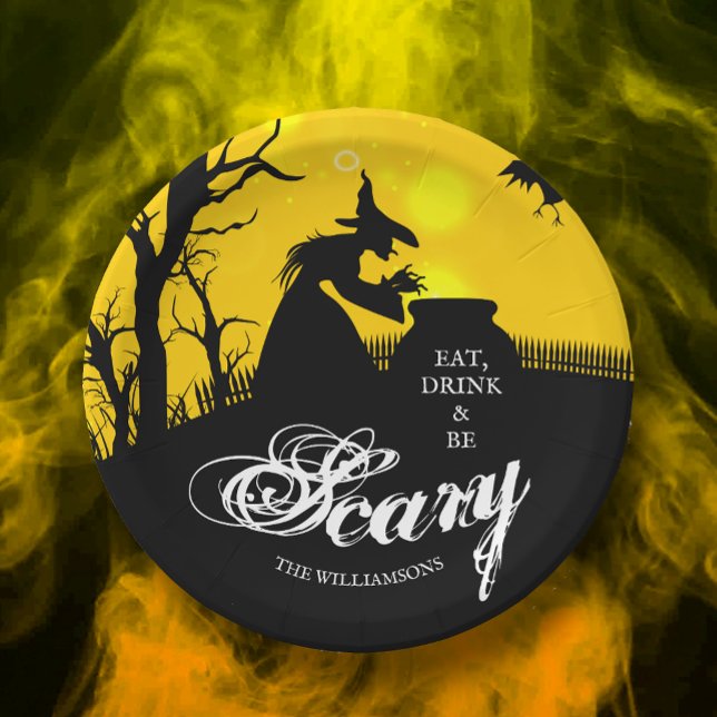 Wicked Witch Silhouette Halloween Paper Plate (Creator Uploaded)