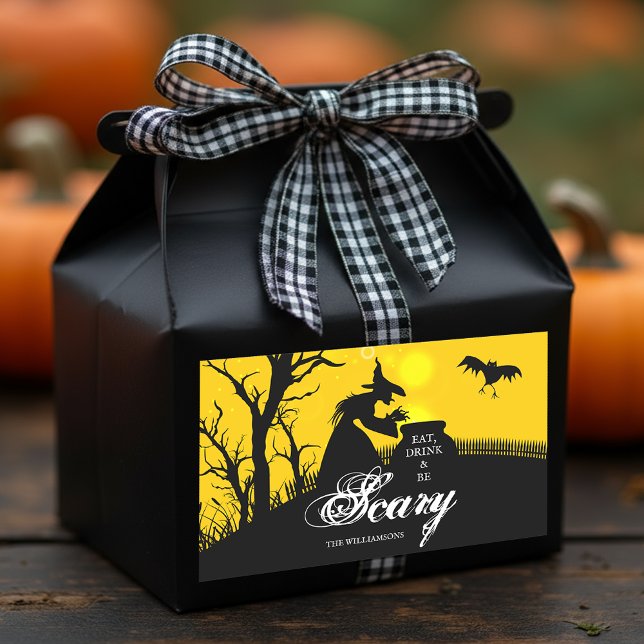 Wicked Witch Silhouette Halloween Rectangular Sticker (Wicked witch silhouette Halloween theme rectangle stickers 4.5 x 2.7 inch (sheet of 4)  )