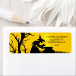 Wicked Witch Silhouette Halloween Return Address Return Address Label<br><div class="desc">A wicked witch and her cauldron,  picket fence and bare tree silhouetted against a spooky sky,  these Halloween return address labels are fun for your invitation envelopes. MATCHING items in our store.</div>