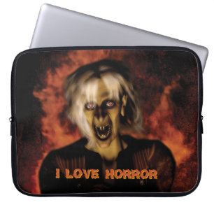 Wicked witch with pumpkin. Halloween Laptop Sleeve
