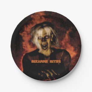 Wicked witch with pumpkin. Halloween Paper Plate