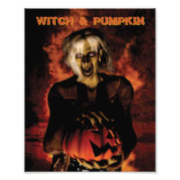 Wicked witch with pumpkin. Halloween