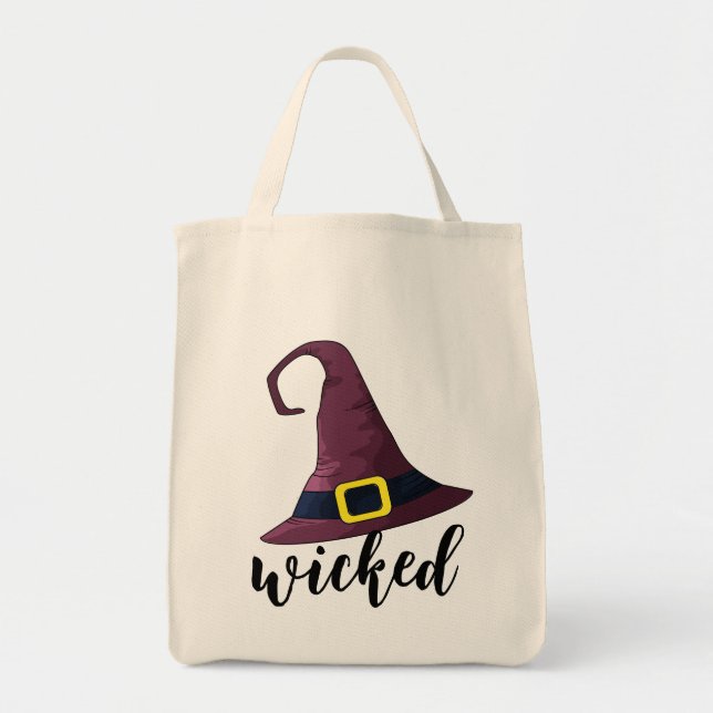Wicked, Witches Hat, Fun Halloween  Tote Bag (Front)