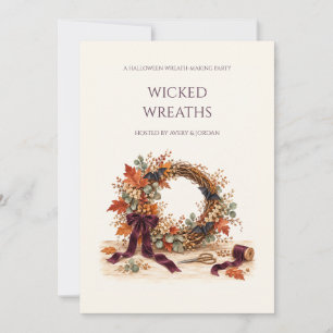 Wicked Wreaths Halloween Craft Party Invitation