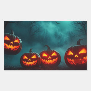 Wickedly Beautiful Halloween – Haunted Pumpkins Rectangular Sticker