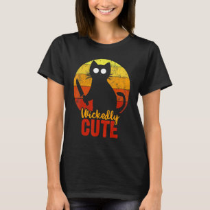 Wickedly Cute Cat With Knife Halloween Gory T-Shirt