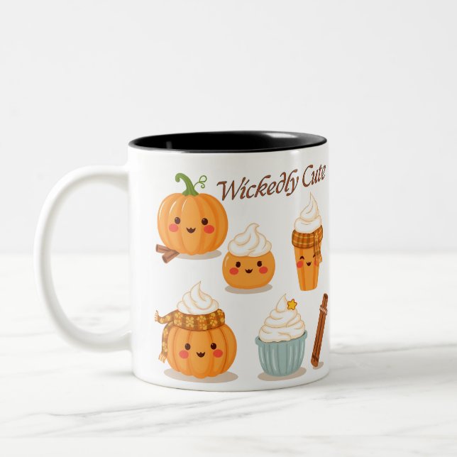 Wickedly Cute-Halloween Design Two-Tone Coffee Mug (Left)