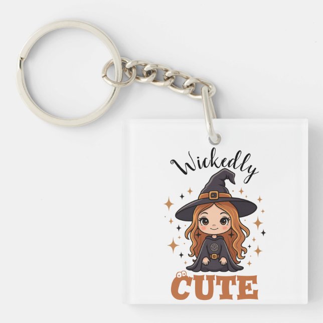 Wickedly Cute Halloween Witch | Spooky Adorable  Key Ring (Front)