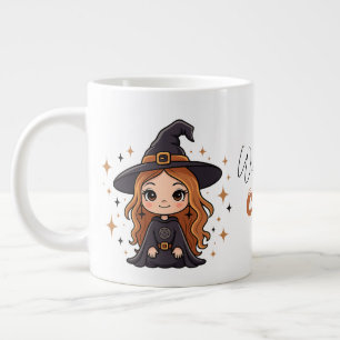 Wickedly Cute Halloween Witch Spooky Adorable Large Coffee Mug