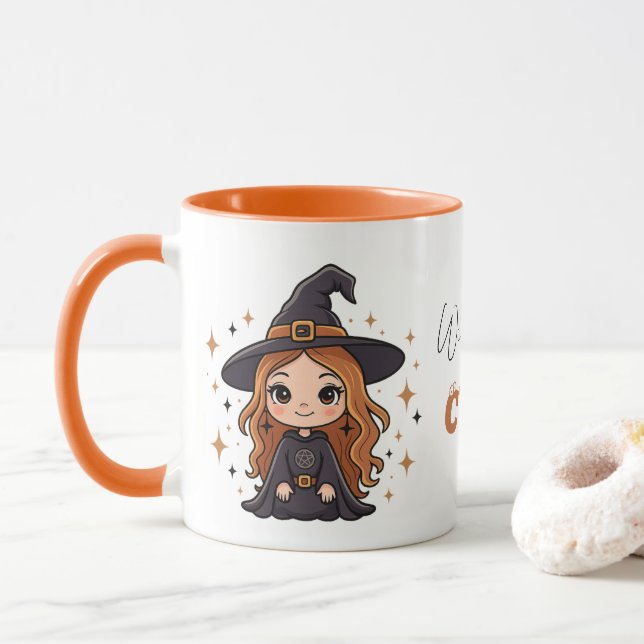 Wickedly Cute Halloween Witch | Spooky Adorable  Mug (With Donut)