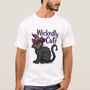 Wickedly Cute, Playful Halloween Cat Design T-Shirt