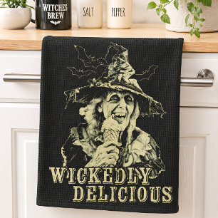 Wickedly Delicious Witch Spooky Halloween Tea Towel
