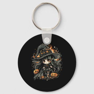 Wickedly Enchanting Halloween Witch Art  Key Ring
