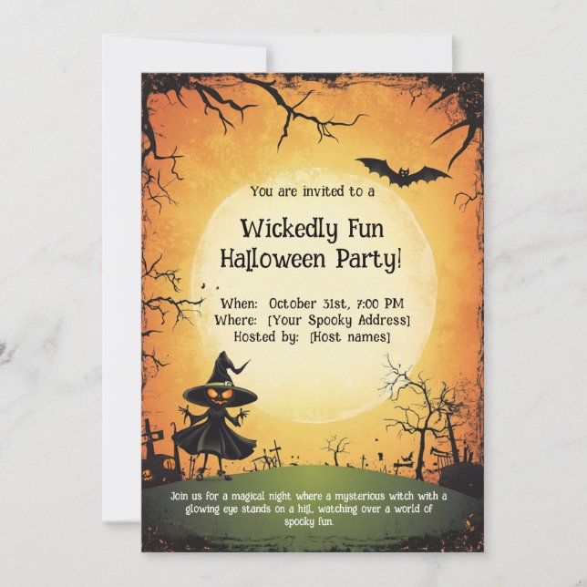 🪄Wickedly Fun  Halloween Party!  Invitation (Front)