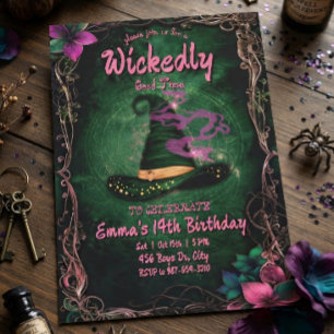 Wickedly Good Time Witch Hat Magic Birthday Invitation
