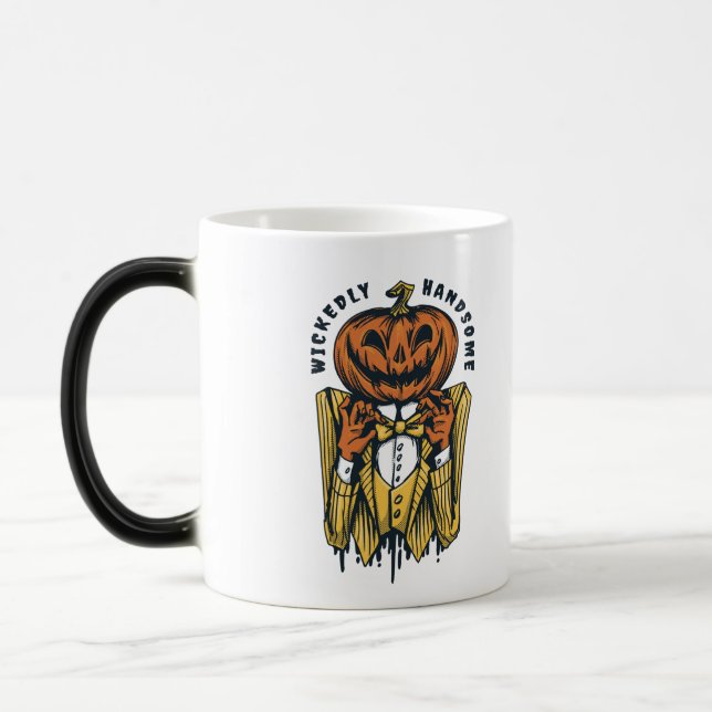 Wickedly Handsome Jack-O-Lantern Halloween Magic Mug (Left)