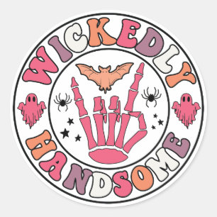 Wickedly Handsome - Retro Halloween Classic Round Sticker