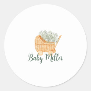 Wicker Baby Carriage Classic Round Sticker