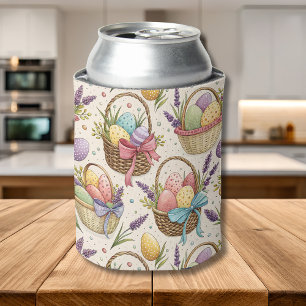 Wicker Basket Easter Eggs with Lavender Can Cooler