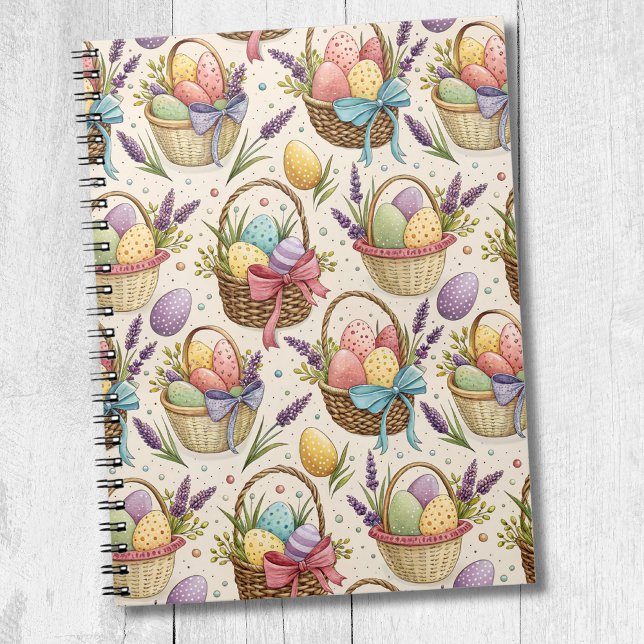 Wicker Basket Easter Eggs with Lavender Notebook (Creator Uploaded)