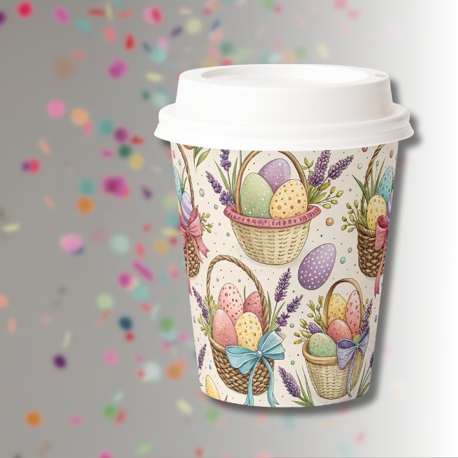 Wicker Basket Easter Eggs with Lavender Paper Cups (Creator Uploaded)