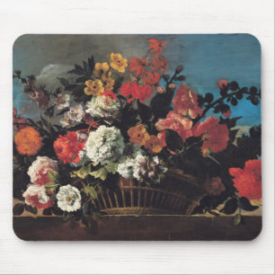 Wicker Basket of Flowers Mouse Pad
