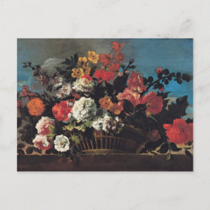 Wicker Basket of Flowers Postcard