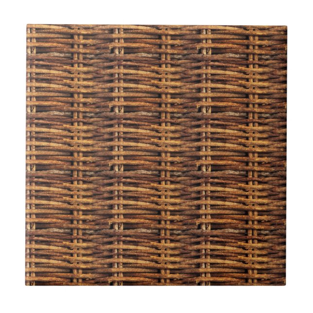 Wicker Basket Pattern Ceramic Tile (Front)