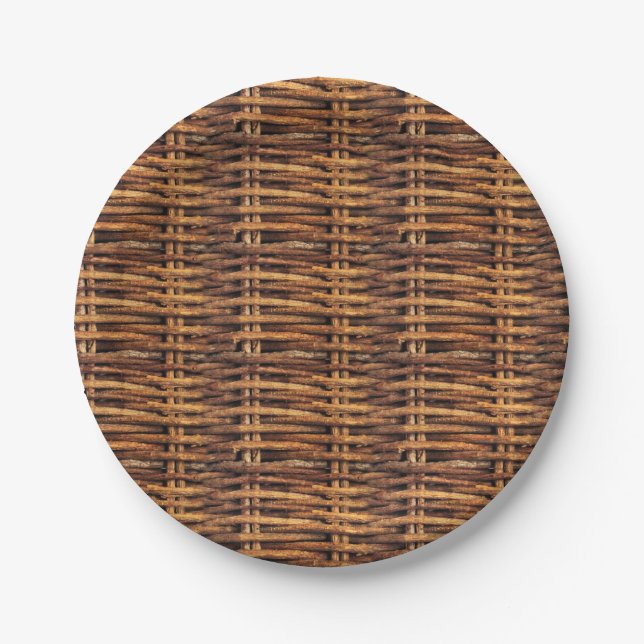 Wicker Basket Pattern Paper Plate (Front)