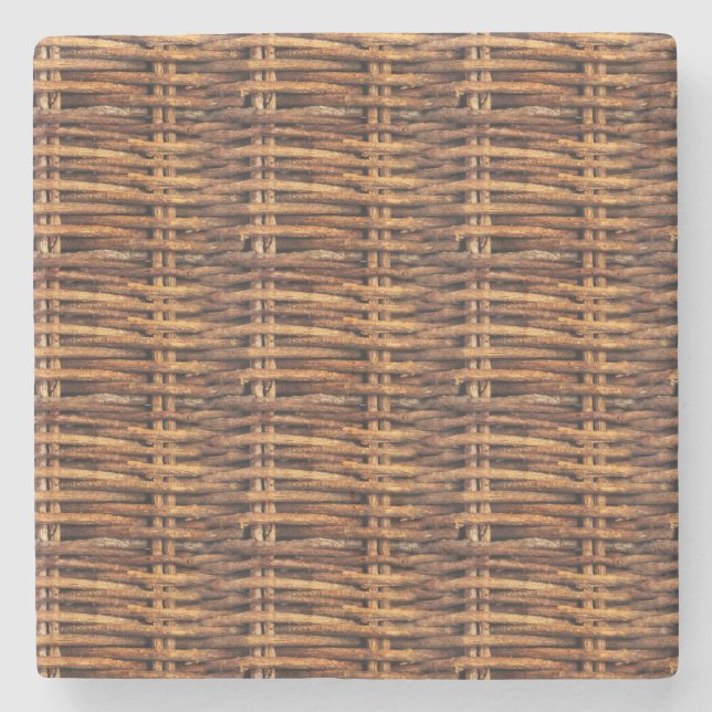 Wicker Basket Pattern Stone Coaster (Front)