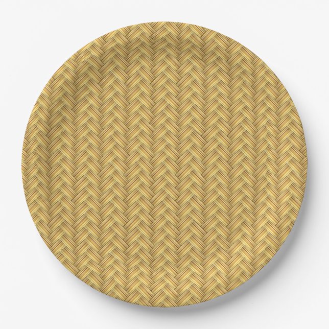 Wicker Basket Weave Seamless Paper Plate (Front)