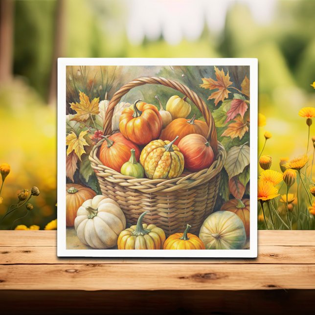 Wicker Basket with Pumpkins Fall Napkin (Creator Uploaded)