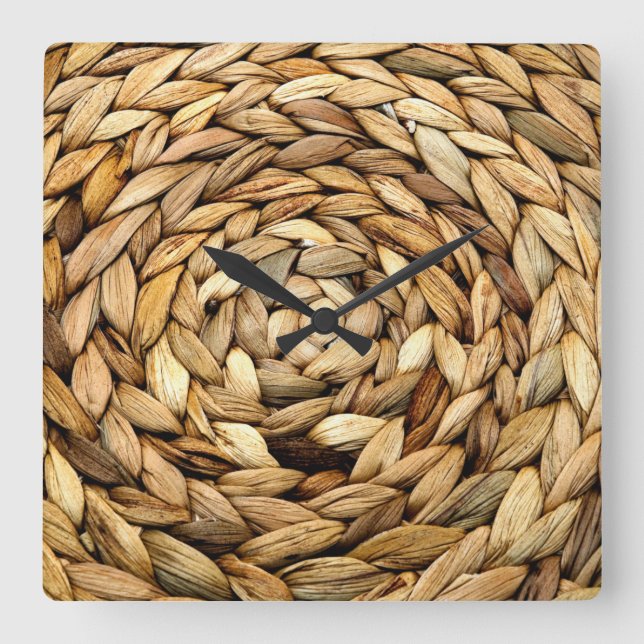 Wicker Square Wall Clock (Front)