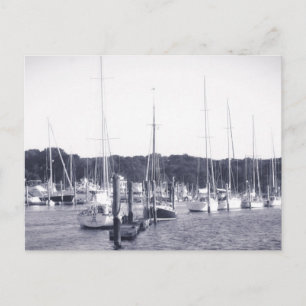 Wickford Harbour Rhode Island BW Post card print