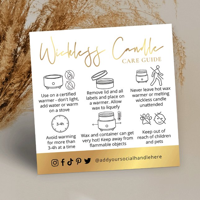 Wickless Candle Gold Script Logo Lux Care Card (Creator Uploaded)