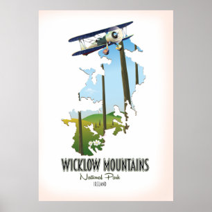 wicklow mountains national park ireland map poster
