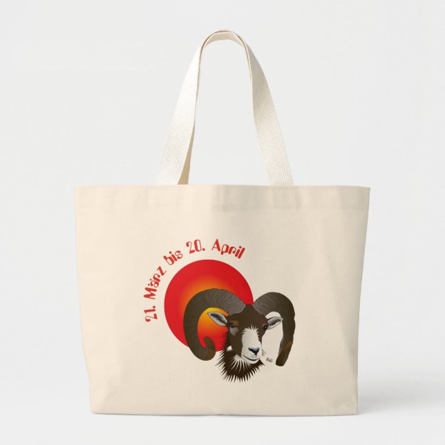 Widder Sternzeichen Tasche Large Tote Bag (Front)