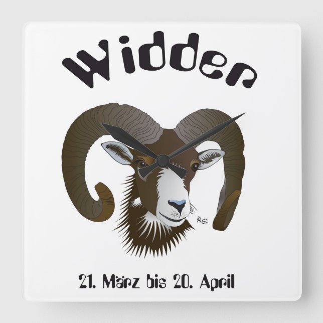 Widder - Sternzeichen Uhr Square Wall Clock (Front)