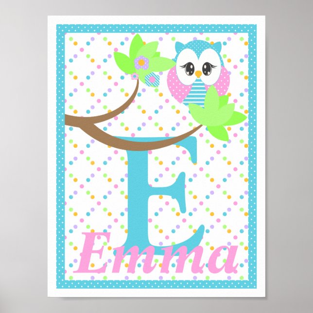 Widdle Owl Custom Letter-Name Print 2 (Front)