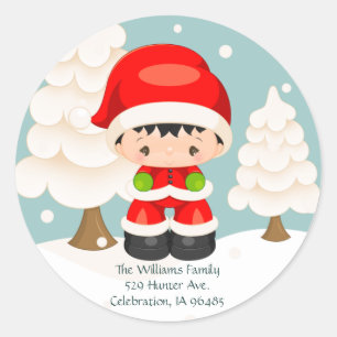 Widdle Wonders Santa Boy Round Address Label