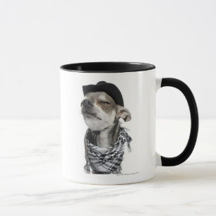 Wide-angle of a Chihuahua with his eyes closed Mug