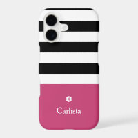 Wide Black Horizontal Stripes Dark Pink Name Daisy