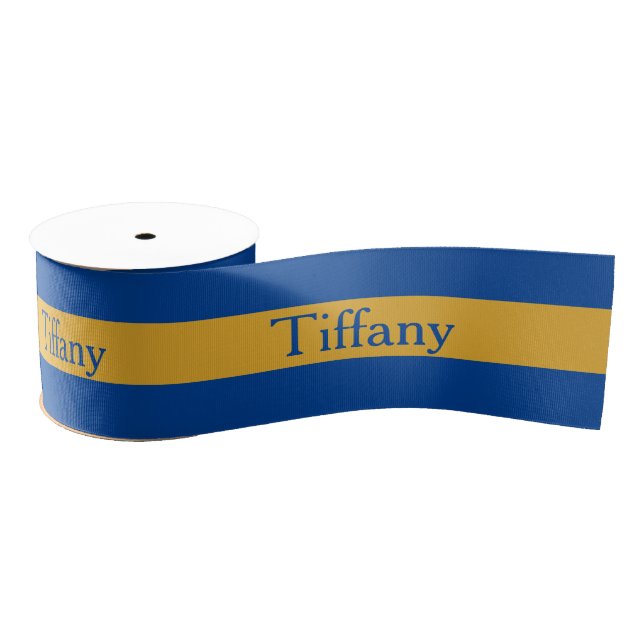 Wide Blue and Gold Personalise Grosgrain Ribbon (Spool)