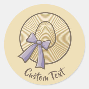 Wide Brimmed Hat Beige Classic Round Sticker