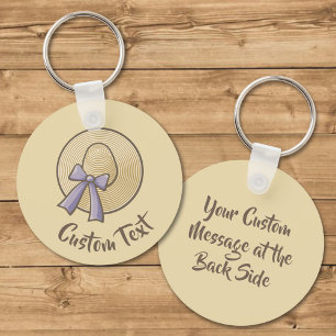 Wide Brimmed Hat Beige Key Ring
