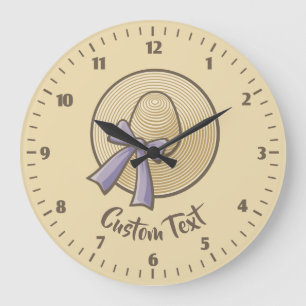 Wide Brimmed Hat Beige Large Clock