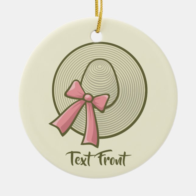 Wide Brimmed Hat Yellow Ceramic Ornament (Front)