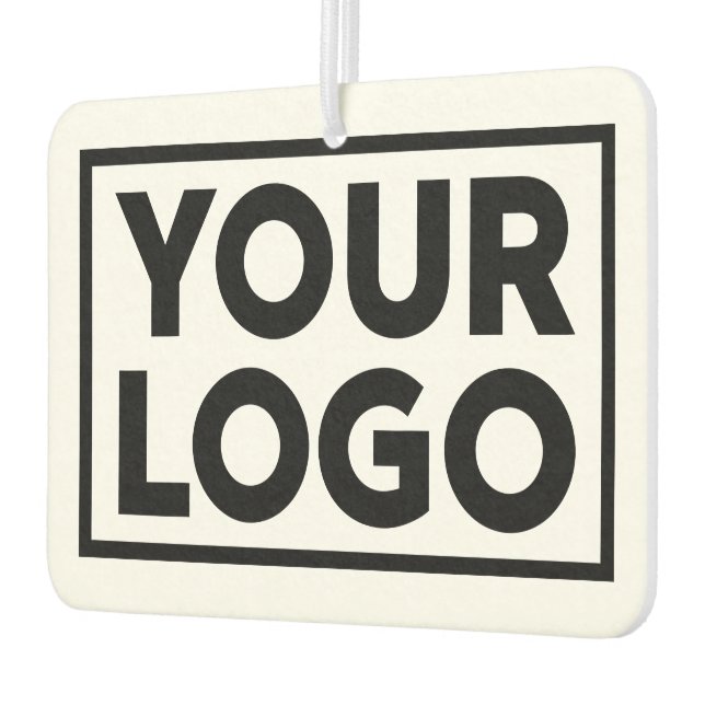 Wide Business Logo and Custom Text Car Air Freshener (Left)
