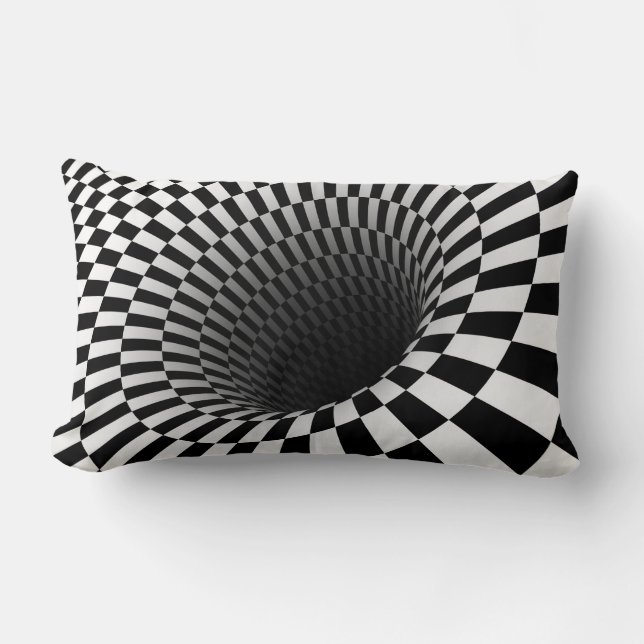WIDE CHEQUERED VORTEX Optical Illusion Lumbar Cushion (Front)
