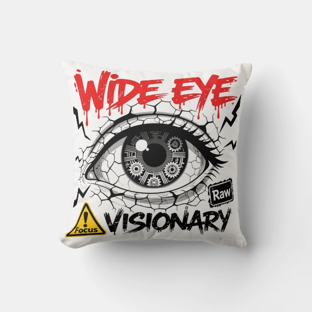 Wide Eye Visionary Raw Streetwear Graphic Cushion (Front)